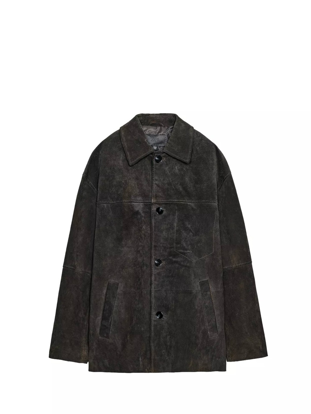 Zara Oversized Suede Leather Jacket Dark Brown “Rust” XS NWOT